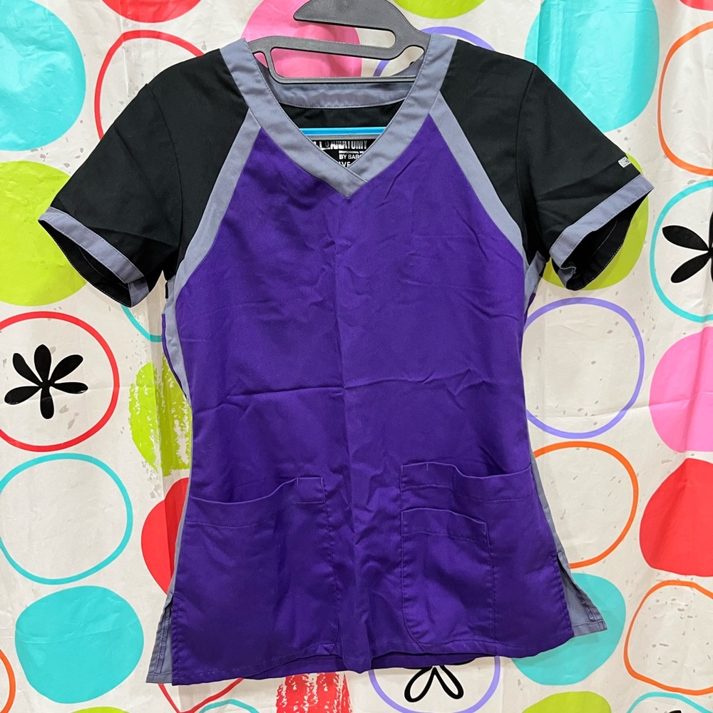 purple/black grey’s anatomy scrubs set